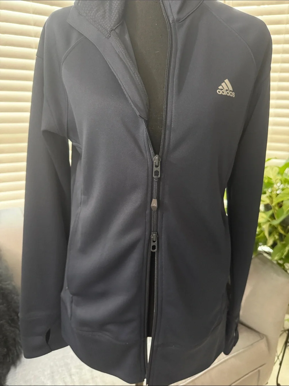 adidas Navy Full-Zip Athletic Jacket